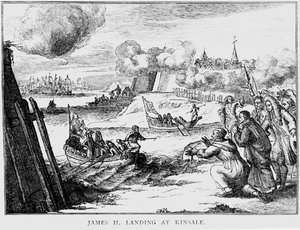 ジェームズ2世（1633-1701）キンセールに上陸、1689年3月12日 作： English School